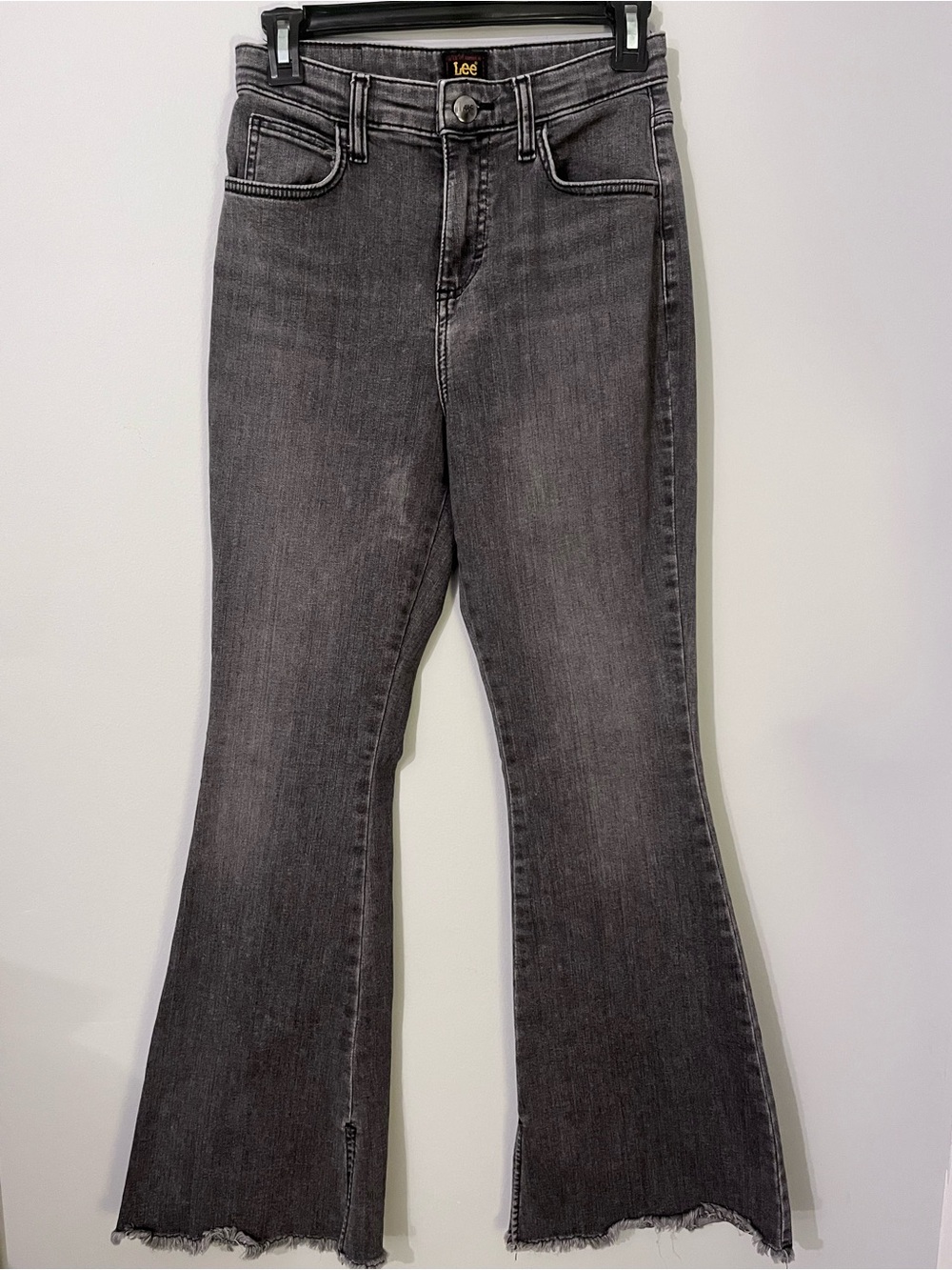 Lee Women's Heritage Black Wash Flare Jeans w/ Raw Hem 2 Short